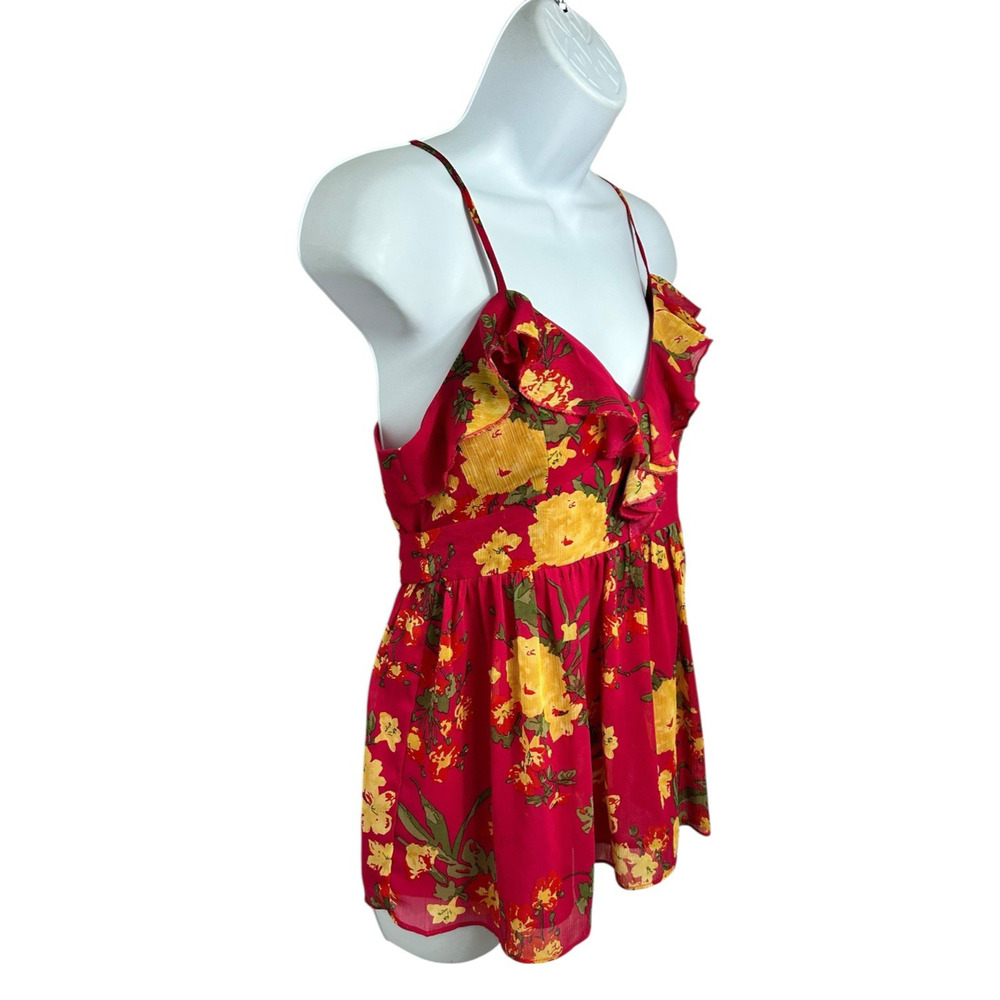 Vintage Y2K 2000s Forever 21 Floral Blouse Sz M Sleeveless V-Neck Top Sleeveless - Picture 3 of 5